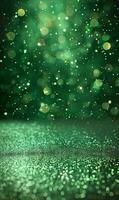 Green bokeh lights glitter background photo