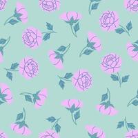 Simple seamless pattern with roses on a blue background. graphics. vector