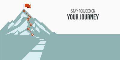 Focus on journey . Business concept. mountain with path graphic, route to mountain peak flag , business journey and planning concept. vector