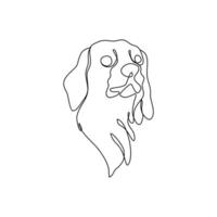 Abstract dog continuous one line art drawing vector