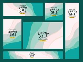 Summer sale web banner template with ripple abstract wave background vector