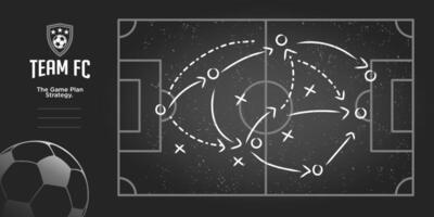 Black Chalkboard with soccer game tactic. . coach instruction Soccer team formation and tactic. Sport infographics element design template. vector