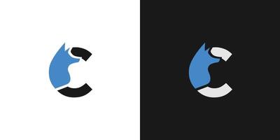 Unique and modern C Fox logo design vector