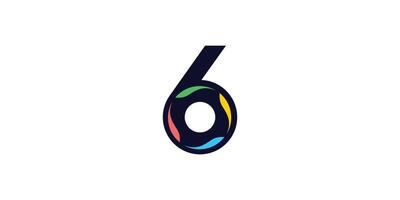 Unique and colorful number 6 logo design vector