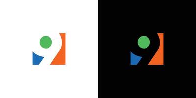 Modern and colorful number 9 logo design vector