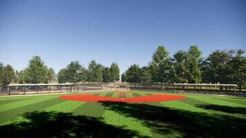 3D rendering of a baseball field in the middle of the forest photo