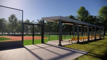 3D rendering of a baseball field in the middle of the forest photo