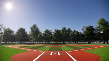 3D rendering of a baseball field in the middle of the forest photo