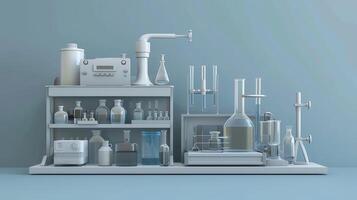laboratory equipment background. 3D Illustration photo
