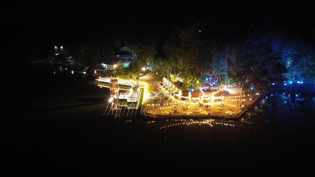 aerial view of Perintis Lake at night, Gorontalo-Indonesia photo