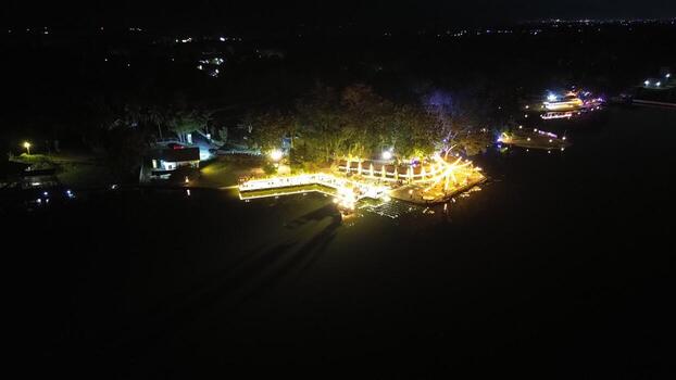 aerial view of Perintis Lake at night, Gorontalo-Indonesia photo