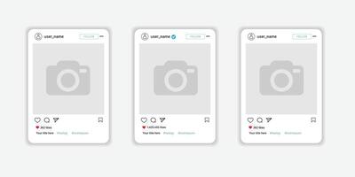 Interface carousel post on social network, social media slider photos frame mockups design concept, instagram feed post mock up for smartphone and scroll frame pages, minimal design vector