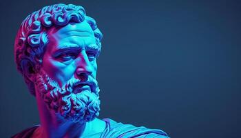 Roman Emperor and a Stoic Philosopher Head Statue Highlighting Wisdom and Stoicisme Thinking With Blank Background photo