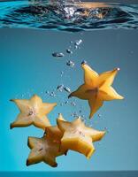 fresh fruit splashed with water photo