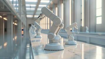 working with automation robot arms machine . photo