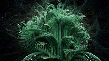Modern Green Abstract lines and wave foliage textured background photo