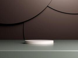 3d display product brown minimal scene with geometric podium platform. cylinder background 3d rendering with podium. stand for cosmetic products. Stage showcase on pedestal 3d studio photo