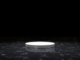 3d display product black minimal scene with geometric podium platform. cylinder background 3d rendering with podium on marble floor. stand for cosmetic products. Stage showcase on pedestal 3d studio photo