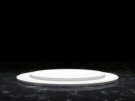 3d display product black minimal scene with geometric podium platform. cylinder background 3d rendering with podium on marble floor. stand for cosmetic products. Stage showcase on pedestal 3d studio photo