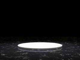 3d display product black minimal scene with geometric podium platform. cylinder background 3d rendering with podium on marble floor. stand for cosmetic products. Stage showcase on pedestal 3d studio photo