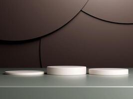 3d display product brown minimal scene with geometric podium platform. cylinder background 3d rendering with podium. stand for cosmetic products. Stage showcase on pedestal 3d studio photo