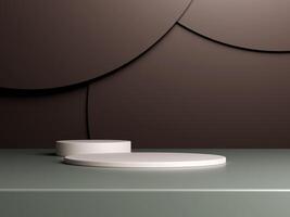 3d display product brown minimal scene with geometric podium platform. cylinder background 3d rendering with podium. stand for cosmetic products. Stage showcase on pedestal 3d studio photo