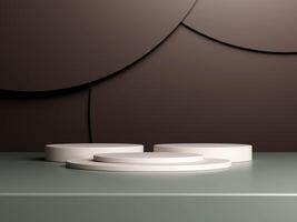3d display product brown minimal scene with geometric podium platform. cylinder background 3d rendering with podium. stand for cosmetic products. Stage showcase on pedestal 3d studio photo