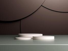 3d display product brown minimal scene with geometric podium platform. cylinder background 3d rendering with podium. stand for cosmetic products. Stage showcase on pedestal 3d studio photo