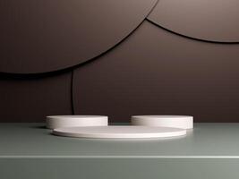 3d display product brown minimal scene with geometric podium platform. cylinder background 3d rendering with podium. stand for cosmetic products. Stage showcase on pedestal 3d studio photo