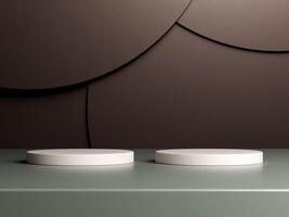 3d display product brown minimal scene with geometric podium platform. cylinder background 3d rendering with podium. stand for cosmetic products. Stage showcase on pedestal 3d studio photo