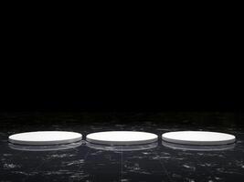 3d display product black minimal scene with geometric podium platform. cylinder background 3d rendering with podium on marble floor. stand for cosmetic products. Stage showcase on pedestal 3d studio photo