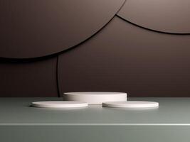 3d display product brown minimal scene with geometric podium platform. cylinder background 3d rendering with podium. stand for cosmetic products. Stage showcase on pedestal 3d studio photo
