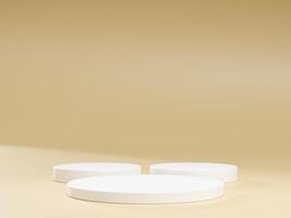 3d display product minimal scene with geometric podium platform. cylinder background 3d rendering with podium. stand for cosmetic products. Stage showcase on pedestal 3d studio photo