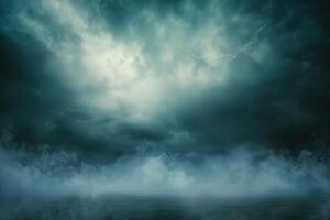 vertical image of a gloomy stormy sky with heavy clouds and lightning photo