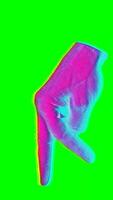 Cutout hand walking in psychedelic colors. Walking cycle loop on green screen video