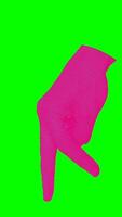 Cutout hand walking cycle loop in hot pink on green screen video