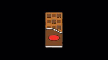 Chocolate Bar animated motion graphic with alpha channel. Chocolate Bar 4k animation for web, mobile, and user interface needs video