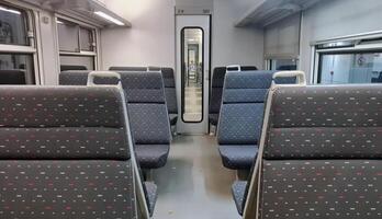 Experience Comfortable Long-Distance Travel in an Empty Class 2 Train Carriage photo