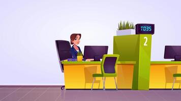 Financial Consultant sitting at Office Desk with Documents for Tax Calculation 2D Cartoon Animation video