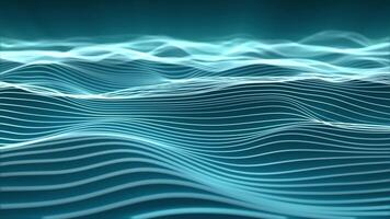 Abstract striped waves made of light blue lines smoothly floating with bright glow effect. Elegant waveform background for modern technology visualization or music festival performance. Loop, 4k 60fps video