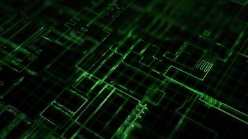 abstrato tecnologia fundo com brilhando verde energia linhas dentro uma forma do o circuito borda padronizar. transparente Oi tecnologia tela efeito para moderno digital tecnologia e computador interface. 4k , 60. fps video