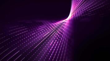 Digital code structure with glowing purple elements morphing and rotating in cyberspace. Looped background for programming, internet technology, computer science and music performances. Loop, 4k 60fps video