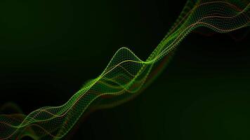 Infinite loop background with digital wavy structure made of bright green dots and glowing stripes. High technology animation for programming, computer science and vj music performance. 4k , 60 fps video