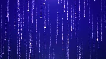 Looped blue background with a stream of glittering rain. Endless luxury screensaver for award event, celebration, business presentation or music festival performance. Seamless loop animation, 4k 30fps video
