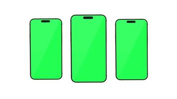 Animation of smartphone with green screen in white background video
