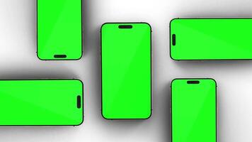 Animation of smartphone with green screen in white background video