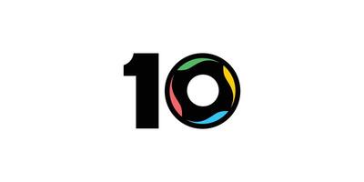 Unique and colorful number 10 logo design vector