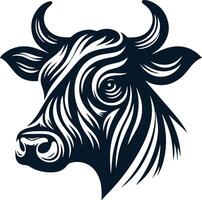 a cow head with long horns on a white background vector