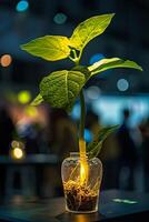 Eco-sustainable medical expo with booths on innovative, environmentally friendly medical breakthroughs and green tech in healthcare photo