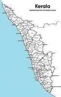 Political Map of Kerala districts text for administrative divisions. map illustration. Indian state in South India malabar coast mapping drawing, editable eps template graphics vector